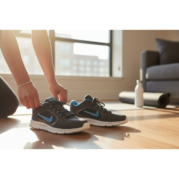 Nike Training Flex Supreme Grey & Blue Women’s 7 Tennis Shoe - Picture 1 of 6